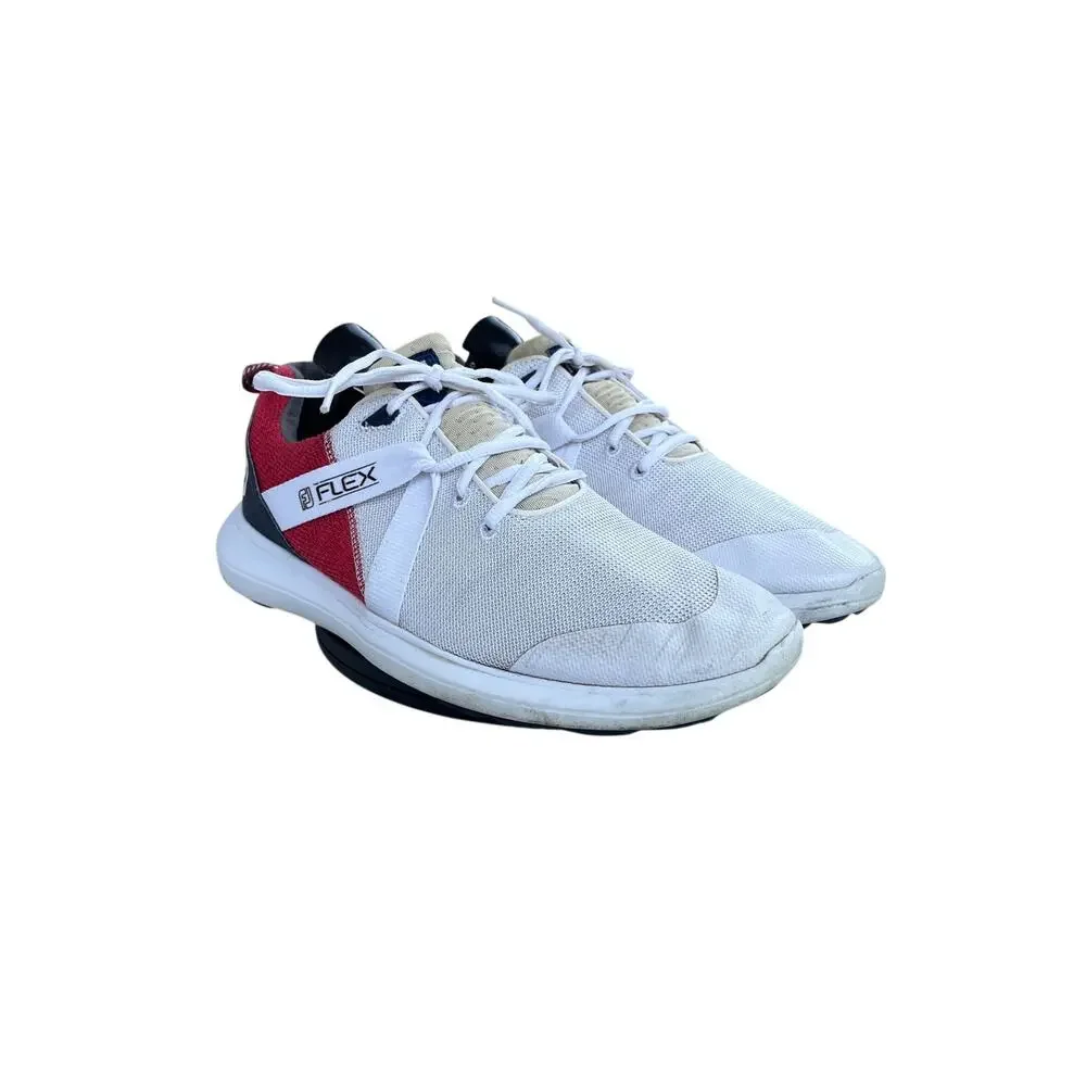 Mens Footjoy FJ Flex US Open Edition Spikeless Golf Shoes Size 10.5 White Blue